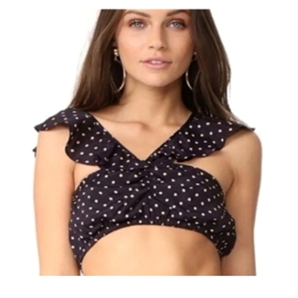 FOR LOVE & LEMONS Polka Dot Ruffle Bandeau Crop Top Size Large - Picture 7 of 9